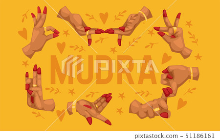 Mudra pattern indian hands vector yoga meditation fingers gesture relaxation harmony illustration 51186161