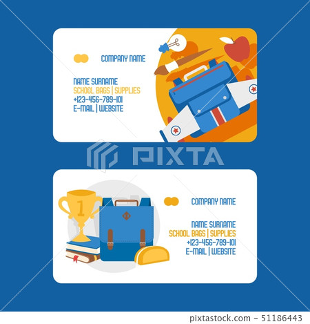 School vector business card education schooling supplies accessory for schoolchilds backpack bag School vector business card education schooling supplies accessory for schoolchilds backpack bag 51186443