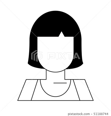 woman avatar cartoon character portrait in black and white 51188744