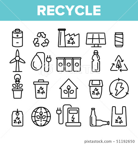 Recycle, Garbage Sorting Vector Linear Icons Set 51192650