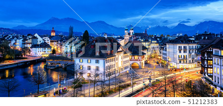 Old town of Lucerne, Switzerland, at evening Old town of Lucerne, Switzerland, at evening 51212383