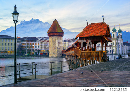 Old town of Lucerne and Mount Pilatus, Switzerland 51212385