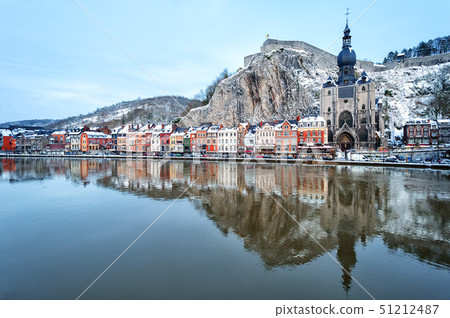 Dinant town on Meuse river, Belgium, in winter 51212487