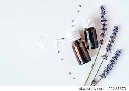 Dried lavender with a bottle of essential oil 51225873