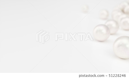 Pile of pearls. Background of the plurality of beautiful pearls. Gems, women's jewelry, nacre beads 51228246