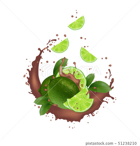 Fresh lime with realistic splash illustration. Fresh lime with realistic splash illustration. 51238210