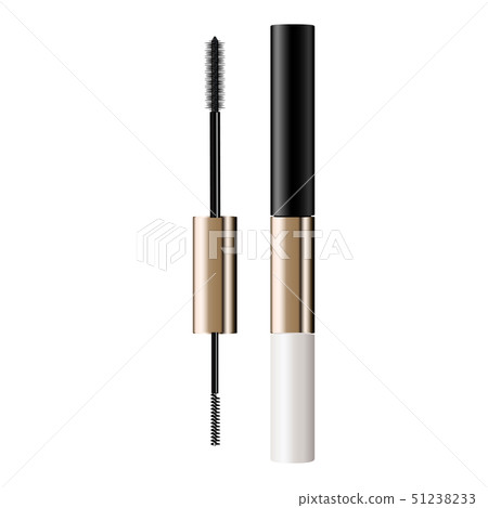 A mascara tube and   wand applicator. Cosmetic 51238233