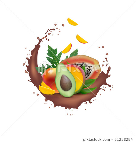 Ad 3d promotion banner, Realistic mango, avocado, 51238294