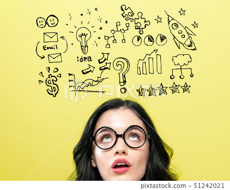 Business strategy ideas with young woman Business strategy ideas with young woman 51242021