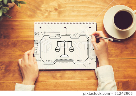 Justice theme with a person writing in a notebook  51242905