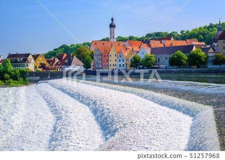 Waterfall in Landsberg am Lech, Bavaria, Germany 51257968