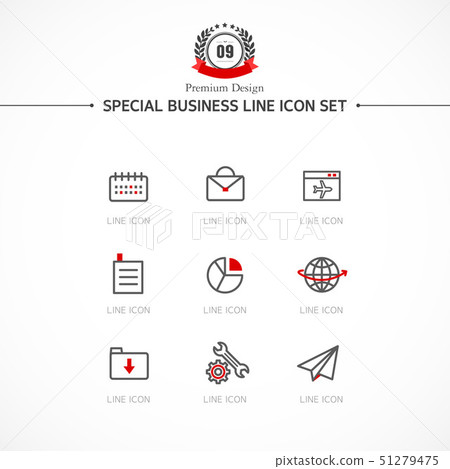 Schedule briefcase notebook business line icon flat icon 51279475