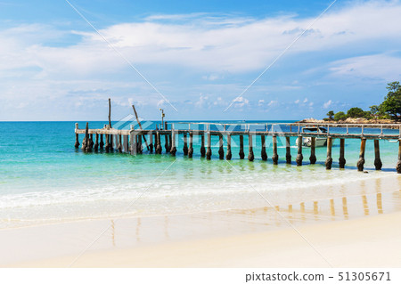 Wooden bridge in summer background with beautiful Wooden bridge in summer background with beautiful 51305671