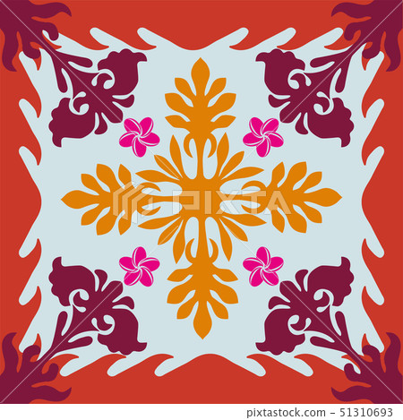 Hawaiian quilt pattern (tropical) plants | background illustration texture | summer image vector data 51310693