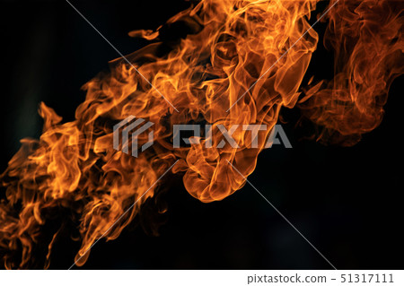 Closeup Fire flames from gas explosion on black Closeup Fire flames from gas explosion on black 51317111