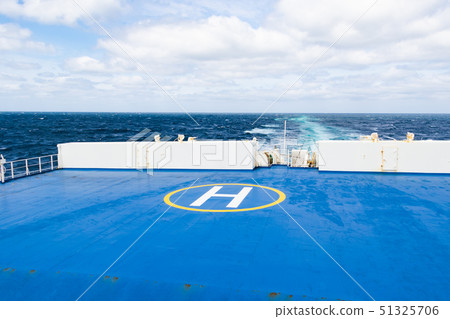 Ship deck and heliport and the sea Ship deck and heliport and the sea 51325706