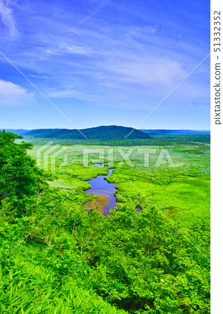 Kushiro wetland viewed from Kottaro soup wetland observation platform in Kushiro City, Hokkaido 51332352