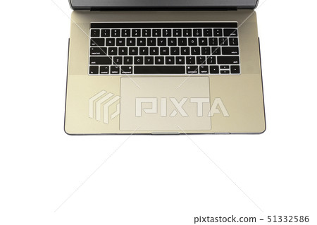 Top view of laptop with keyboard isolated on white background. Top view of laptop with keyboard isolated on white background. 51332586