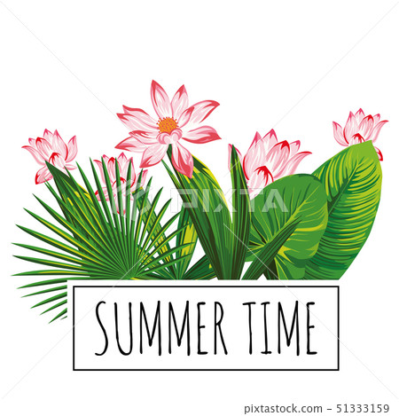 Botanical composition slogan summer time pink 51333159