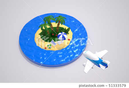 Tropical beach on top of sliced terrain. Travel concept on vacation. Tropical beach on top of sliced terrain. Travel concept on vacation. 51333579