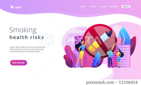 Smoking cigarettes concept landing page. Smoking cigarettes concept landing page. 51336858