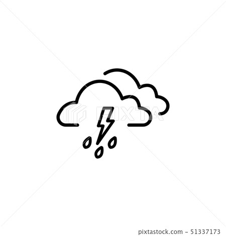 Cloud thunderstorm lightning rain icon black  51337173