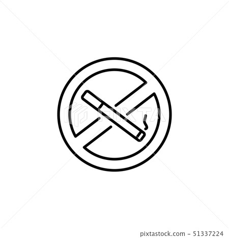 No smoking sign line icon. black on white No smoking sign line icon. black on white 51337224