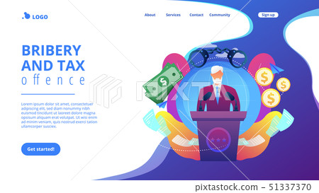 Political corruption concept landing page. 51337370