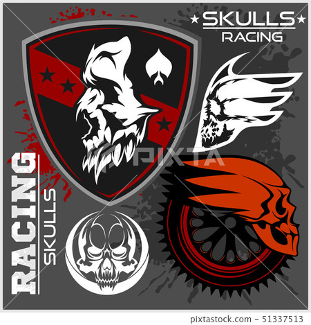 Skulls and car racing symbols 51337513