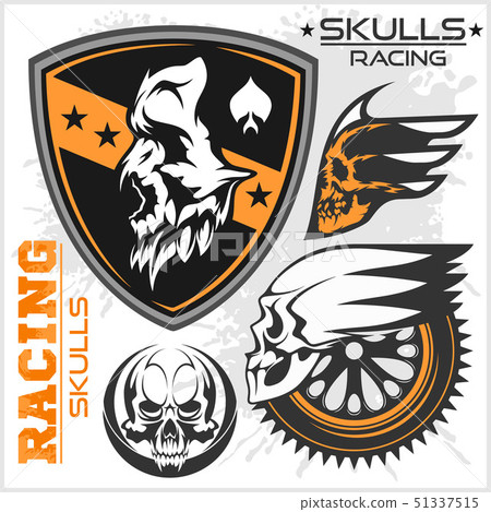 Skulls and car racing symbols - Stock Illustration [51337515] - PIXTA