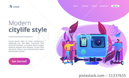 Urban electric transport concept landing page. Urban electric transport concept landing page. 51337635