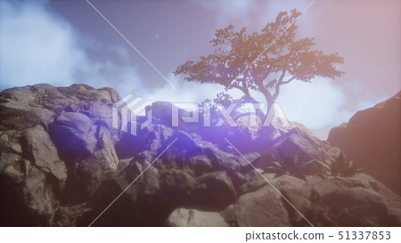 mountain peak in the mist 51337853
