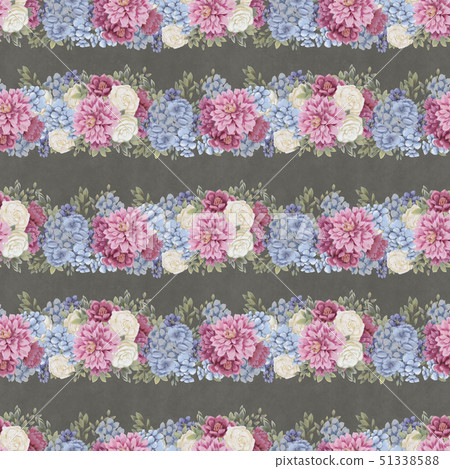 Watercolor floral seamless pattern. Hand painted flowers, greeting card template or wrapping paper 51338588