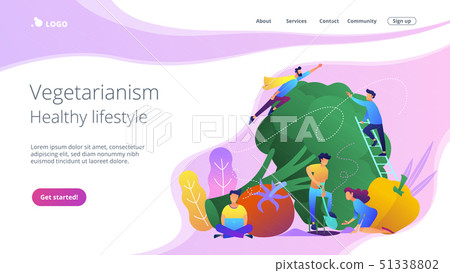 Vegetarianism and healthy lifestyle landing page. Vegetarianism and healthy lifestyle landing page. 51338802