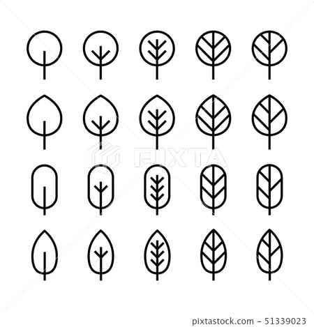 Set of minimal leaf line icon. 51339023