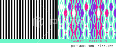 Set of vector seamless patterns. Endless textures in black and white blue plastic pink and proton Set of vector seamless patterns. Endless textures in black and white blue plastic pink and proton 51339466