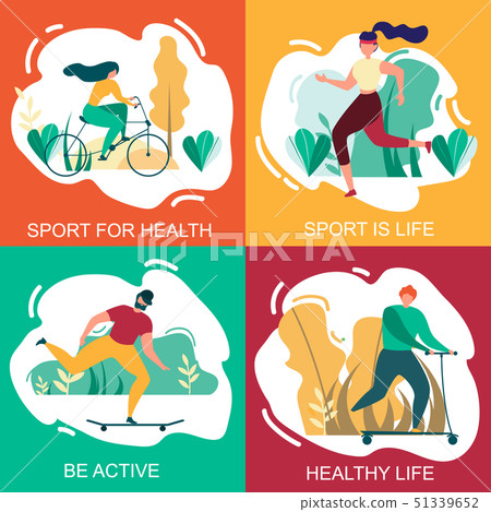 Sport for Health Healthy Life Be Active Banner Set 51339652