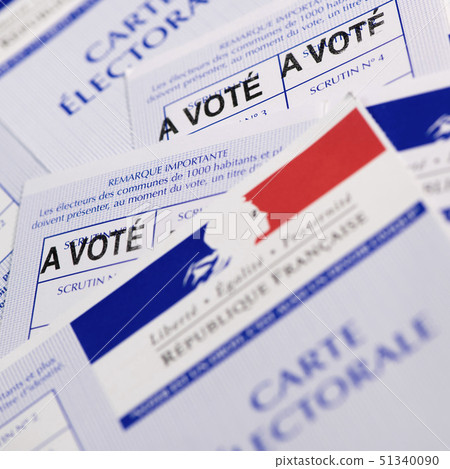French electoral voter cards official government allowing to vote paper on white background 51340090