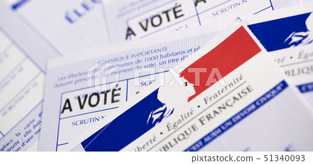 French electoral voter cards official government allowing to vote paper on white background 51340093
