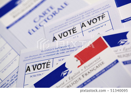 French electoral voter cards official government allowing to vote paper on white background 51340095
