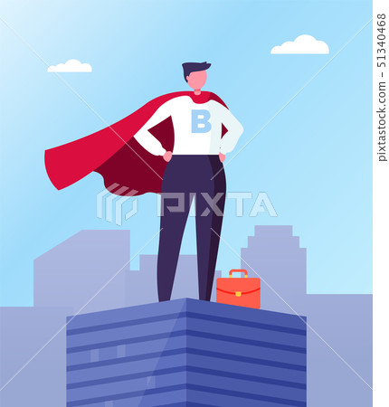 Business Hero, Leader in Superhero Cloak, Roof Top 51340468