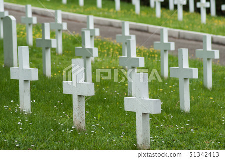 white cross alignment at military cemetery 51342413