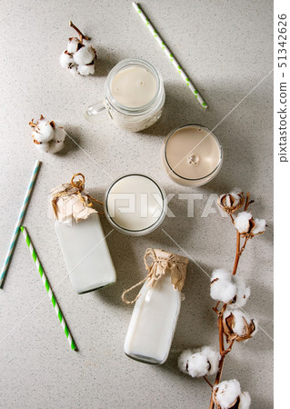 Variety of non-dairy milk 51342626