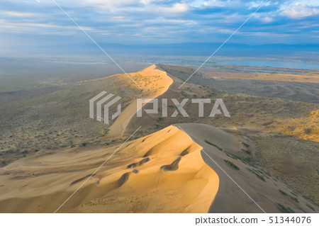 Aerial view of Singing Sand Dune, Kazakhstan 51344076