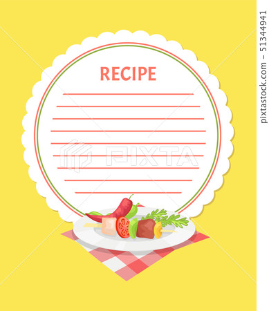 Recipe Template with Kebab Ingredients on Plate Recipe Template with Kebab Ingredients on Plate 51344941