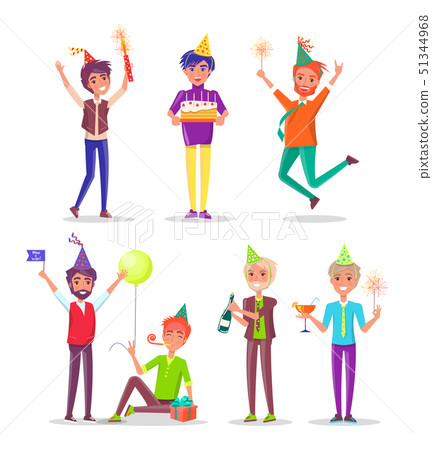 People Holding Birthday Cake with Candles, Party People Holding Birthday Cake with Candles, Party 51344968