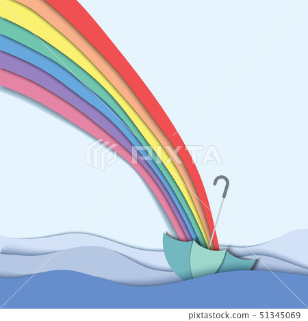 Rainbow go direct to umbrella floating in the 51345069