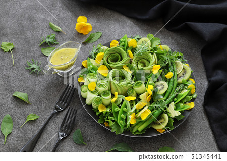 Avocado green salad kiwi dressing 51345441