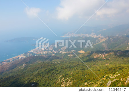 Montenegro, Rafailovici. view on sea beach. Montenegro, Rafailovici. view on sea beach. 51346247