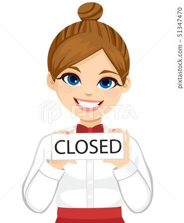 Closed sign board barista waitress 51347470